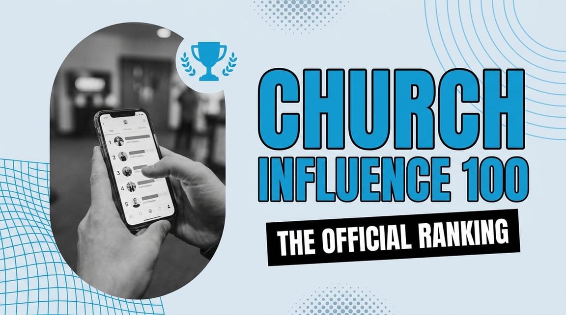 Church Influence 100 badge and ranking graphic on a dark background