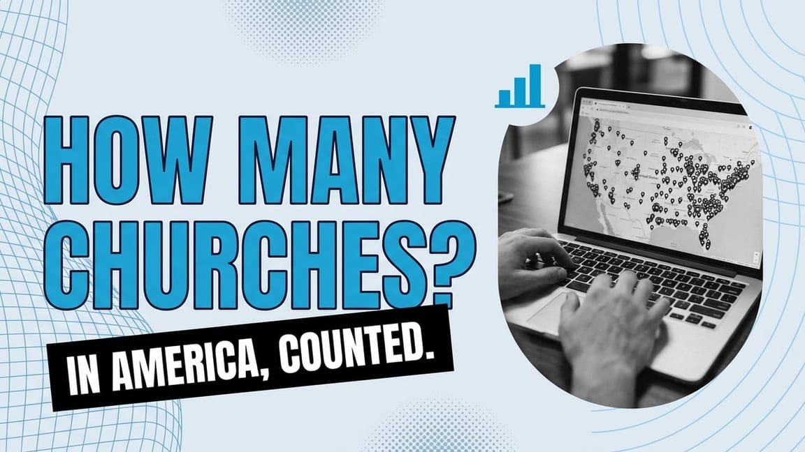 How many churches are in America: aerial view of a church building in an American town