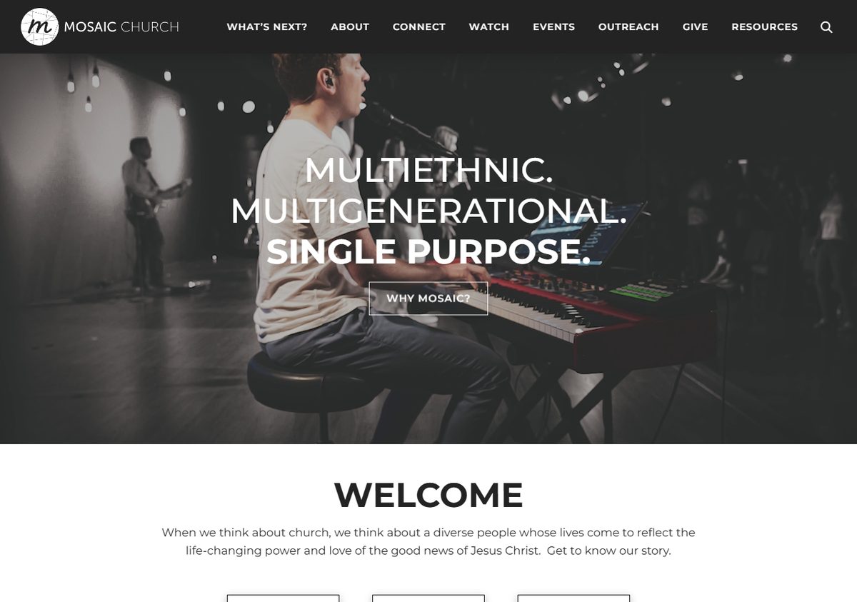 Mosaic Church website screenshot