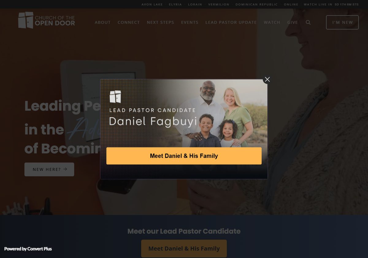 Church of the Open Door website screenshot