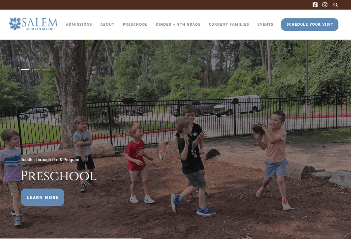 Salem Lutheran School website screenshot