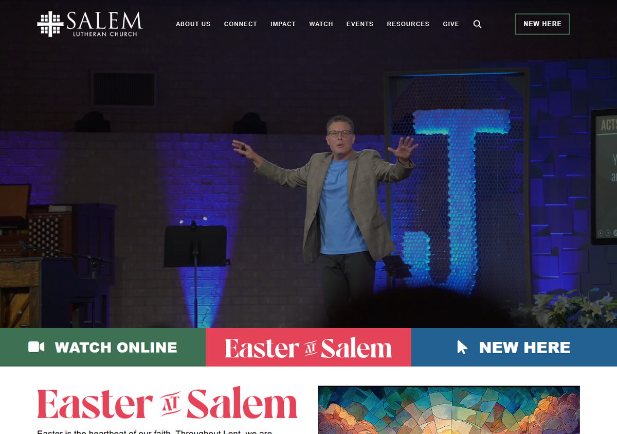 Salem Lutheran Church website screenshot