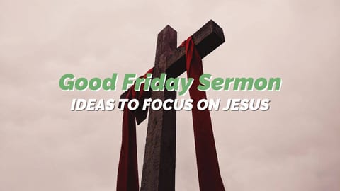 Pastor preparing Good Friday sermon notes with Bible open on desk