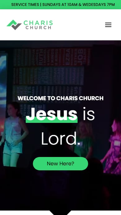 Charis Church mobile view