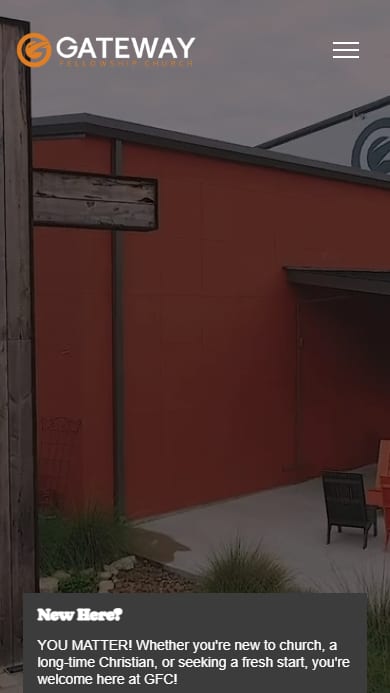 Gateway Fellowship Church mobile view