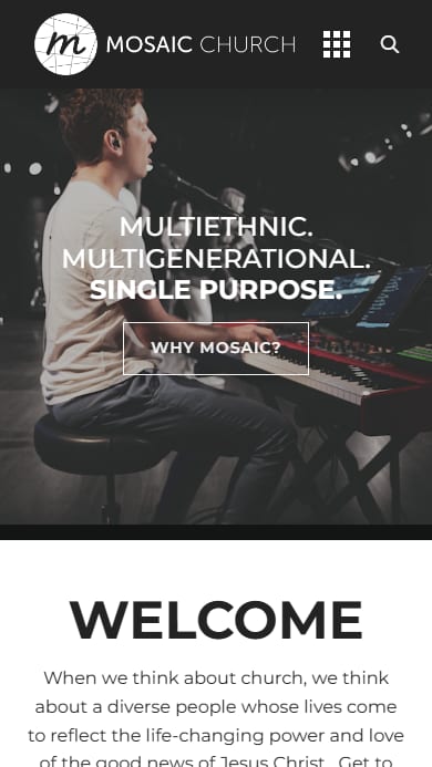 Mosaic Church mobile view