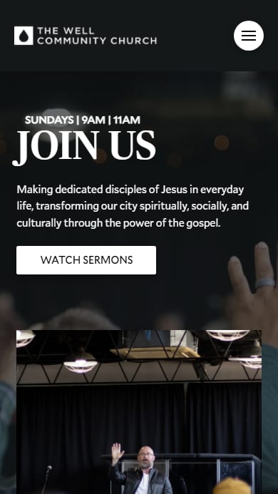 The Well Community Church mobile view