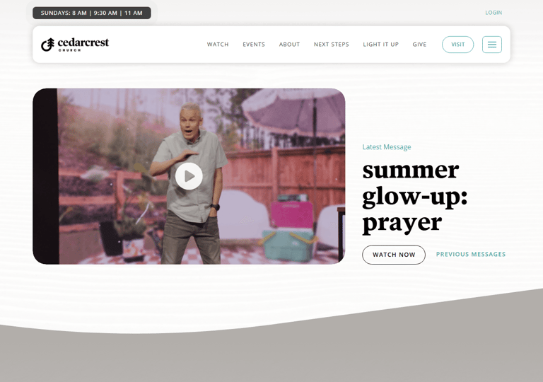 Cedarcrest Church website screenshot