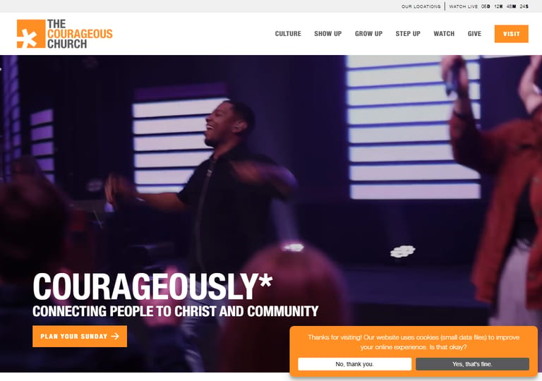 The Courageous Church website screenshot