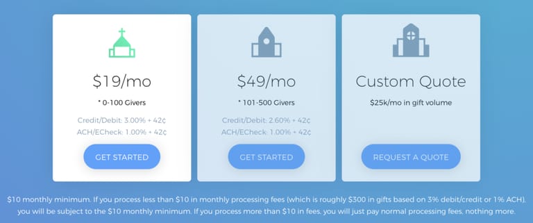 Kindrid online giving pricing