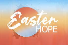 Easter church branding with bold purple and gold decorations on stage