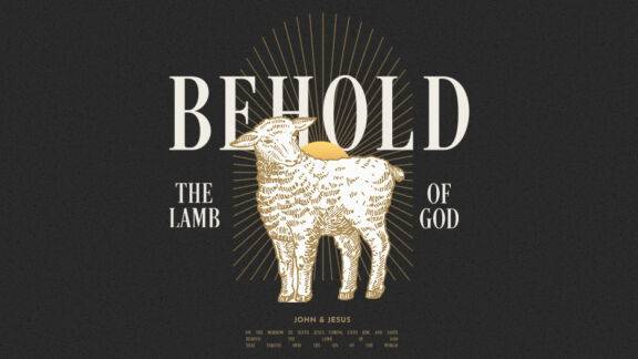 Easter sermon graphic featuring the Lamb of God and Easter symbols