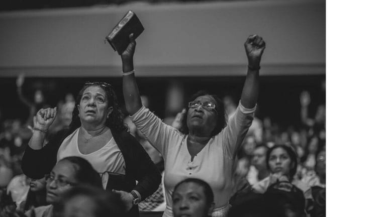 Church celebrating Easter Sunday with the resurrection message