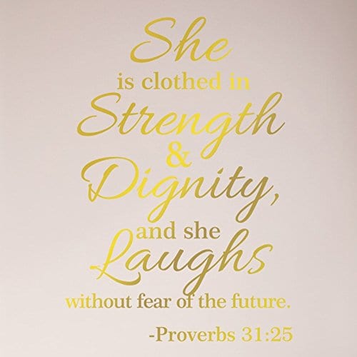 Proverbs 31:25 scripture graphic for a Mother's Day sermon on strength and dignity
