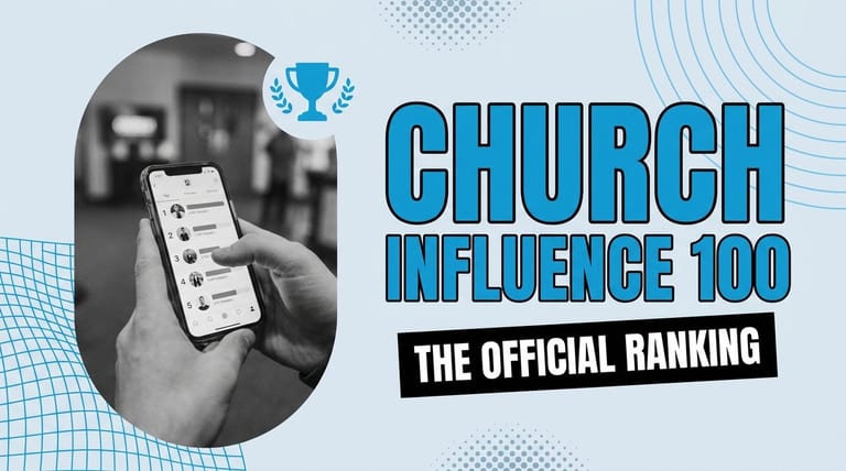 Church Influence 100 badge and ranking graphic on a dark background